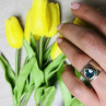925 Sterling Silver Blue CZ Ring Size 6.5