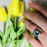 925 Sterling Silver Blue CZ Ring Size 6.5
