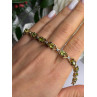 925 Sterling Silver Gold Plated Peridot & Beryl Bracelet Size 7.5