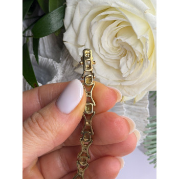 925 Sterling Silver Gold Plated Peridot & Beryl Bracelet Size 7.5