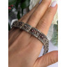 925 Sterling Silver Garnet & Beryl Flowers Bracelet Size 7