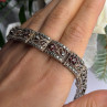 925 Sterling Silver Garnet & Beryl Flowers Bracelet Size 7