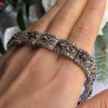 925 Sterling Silver Garnet & Beryl Flowers Bracelet Size 7