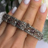 925 Sterling Silver Garnet & Beryl Flowers Bracelet Size 7