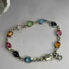 Italy Milor 925 Sterling Silver Multi Color Crystals Bracelet Size 7.5