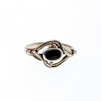 Vintage 925 Sterling Silver Black Onyx Ring Size 5.5