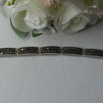 Elegant 925 Sterling Silver Marcasite Bracelet Length 8 Inch