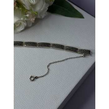 Elegant 925 Sterling Silver Marcasite Bracelet Length 8 Inch