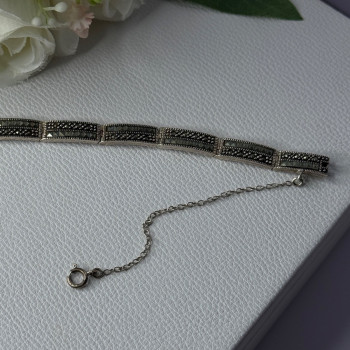 Elegant 925 Sterling Silver Marcasite Bracelet Length 8 Inch