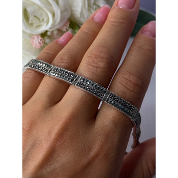Elegant 925 Sterling Silver Marcasite Bracelet Length 8 Inch