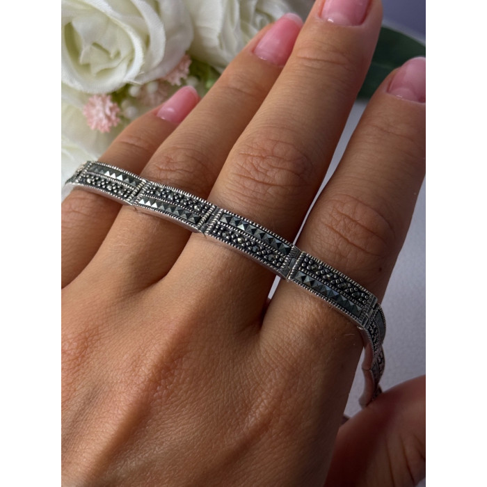 Elegant 925 Sterling Silver Marcasite Bracelet Length 8 Inch
