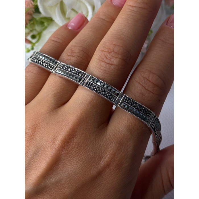 Elegant 925 Sterling Silver Marcasite Bracelet Length 8 Inch