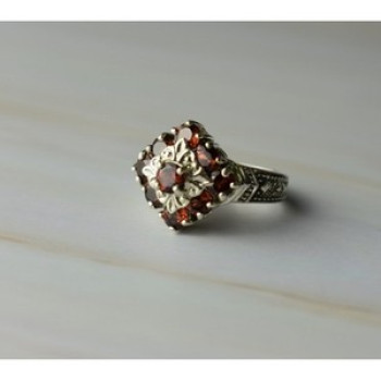 925 Sterling Silver Almandine Ring Size 7