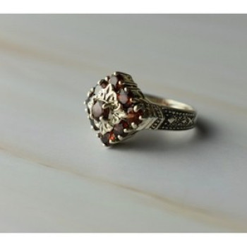 925 Sterling Silver Almandine Ring Size 5