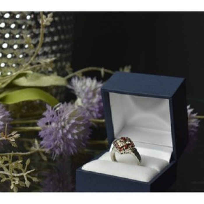 925 Sterling Silver Almandine Ring Size 5