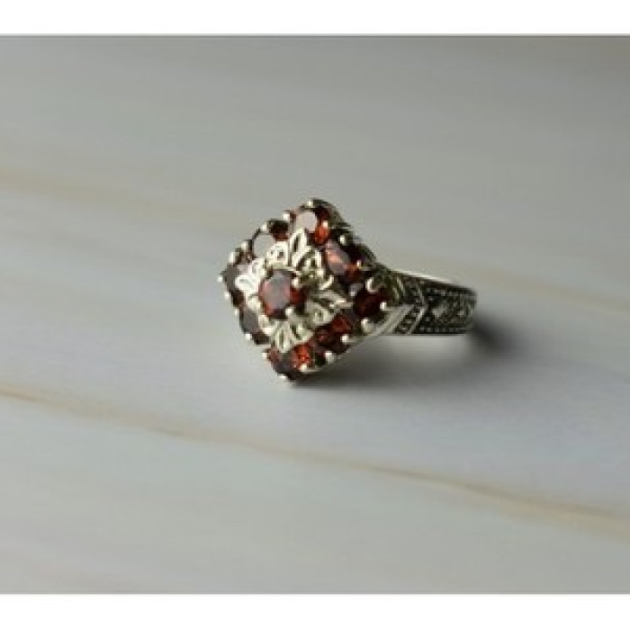 925 Sterling Silver Almandine Ring Size 5