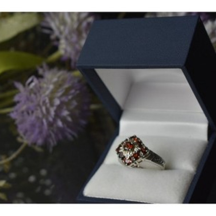 925 Sterling Silver Almandine Ring Size 5