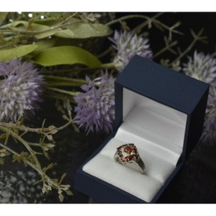 925 Sterling Silver Almandine Ring Size 5