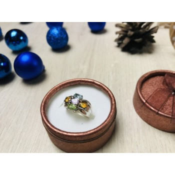 925 Sterling Silver Multi Gemstones Ring Size 6.5