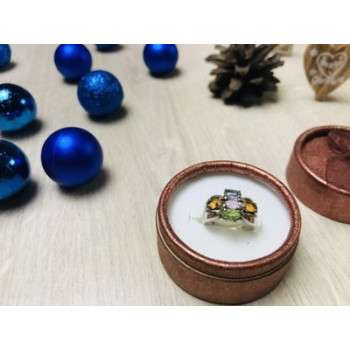 925 Sterling Silver Multi Gemstones Ring Size 6.5