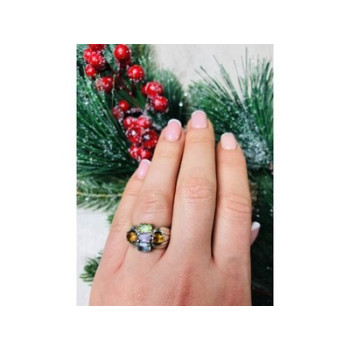925 Sterling Silver Multi Gemstones Ring Size 6.5