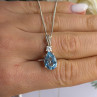925 Sterling Silver Blue Topaz & Beryl Necklace Length 18 in