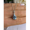 925 Sterling Silver Blue Topaz & Beryl Necklace Length 18 in