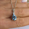 925 Sterling Silver Blue Topaz & Beryl Necklace Length 18 in