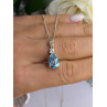 925 Sterling Silver Blue Topaz & Beryl Necklace Length 18 in