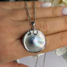 Beautiful Vintage 925 Sterling Silver Abalone Necklace Length 16 in