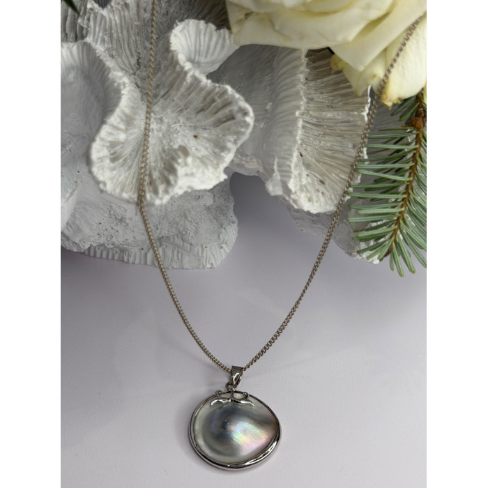 Beautiful Vintage 925 Sterling Silver Abalone Necklace Length 16 in