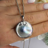 Beautiful Vintage 925 Sterling Silver Abalone Necklace Length 16 in