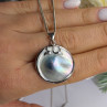 Beautiful Vintage 925 Sterling Silver Abalone Necklace Length 16 in