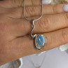 Italy 925 Sterling Silver Opal Necklace Length 16 in