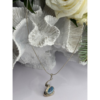 Italy 925 Sterling Silver Opal Necklace Length 16 in