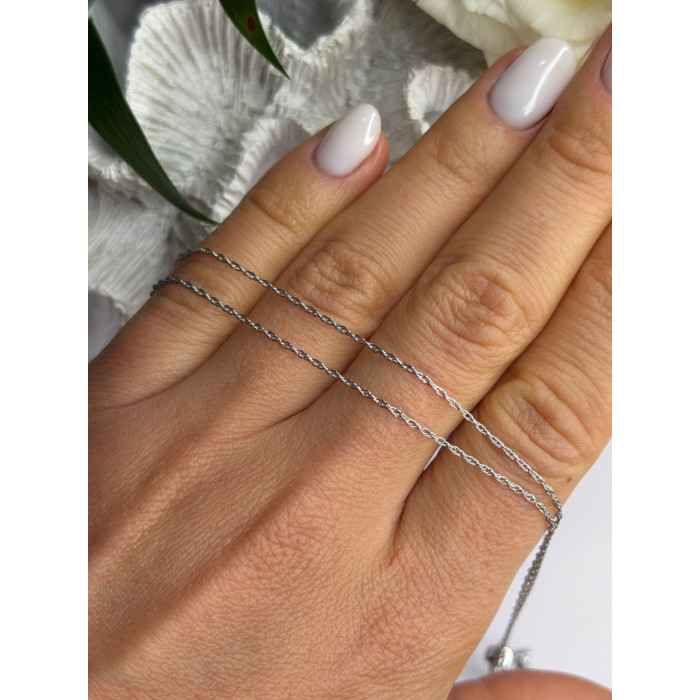 925 Sterling Silver Anchor Cz Necklace Length 19 in