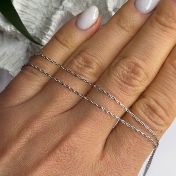 925 Sterling Silver Anchor Cz Necklace Length 19 in