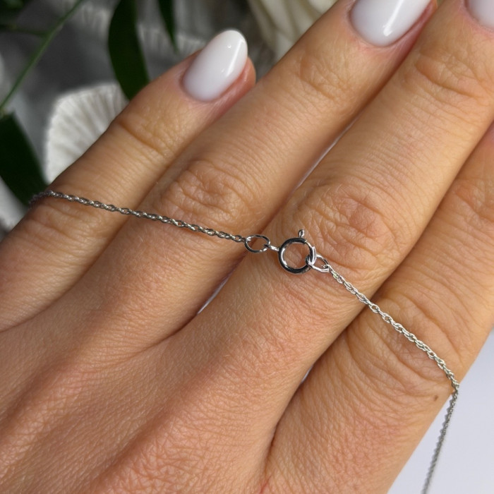 925 Sterling Silver Anchor Cz Necklace Length 19 in
