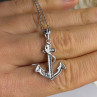 925 Sterling Silver Anchor Cz Necklace Length 19 in