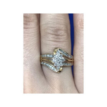 925 Sterling Silver Gold Plated CZ Ring Size 7