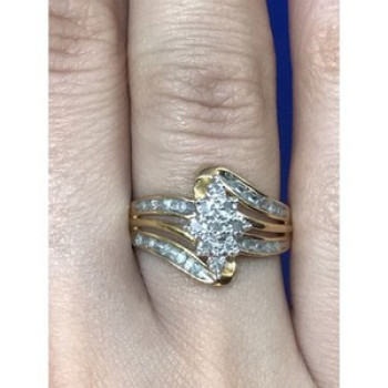 925 Sterling Silver Gold Plated CZ Ring Size 7