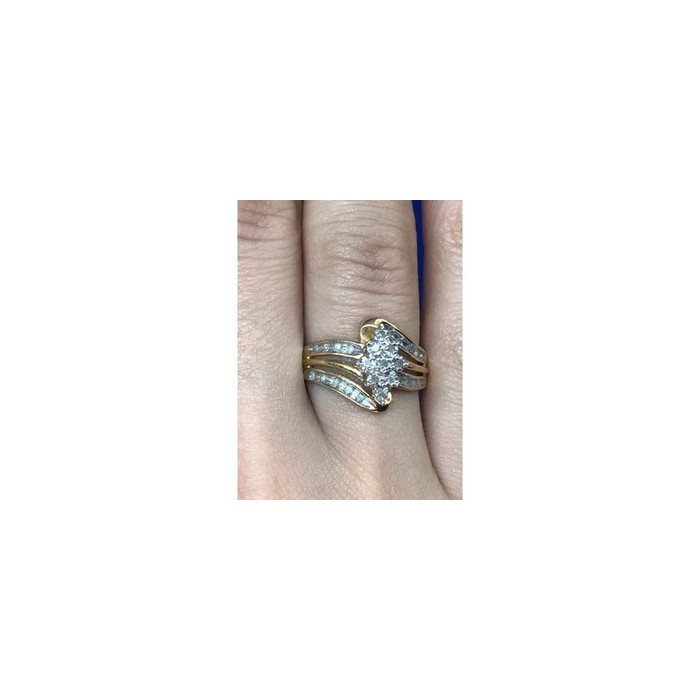925 Sterling Silver Gold Plated CZ Ring Size 7