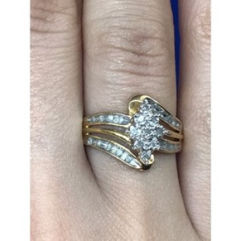 925 Sterling Silver Gold Plated CZ Ring Size 7