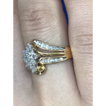 925 Sterling Silver Gold Plated CZ Ring Size 7