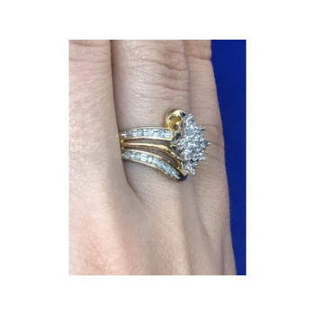 925 Sterling Silver Gold Plated CZ Ring Size 7