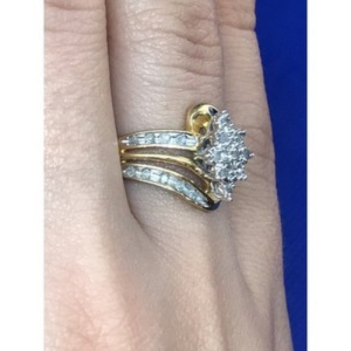 925 Sterling Silver Gold Plated CZ Ring Size 7