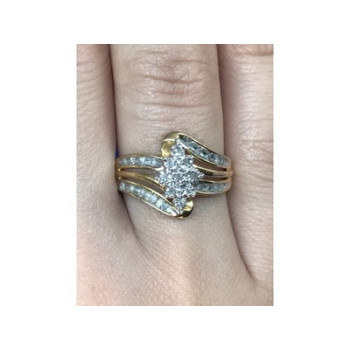 925 Sterling Silver Gold Plated CZ Ring Size 7