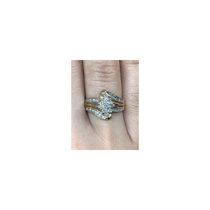 925 Sterling Silver Gold Plated CZ Ring Size 7