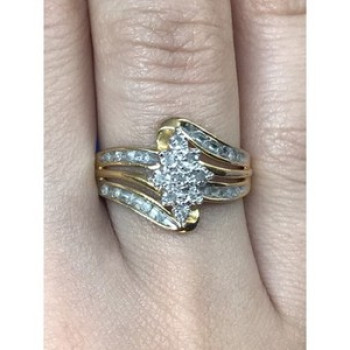 925 Sterling Silver Gold Plated CZ Ring Size 7