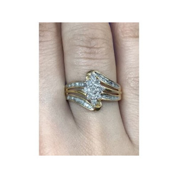 925 Sterling Silver Gold Plated CZ Ring Size 7